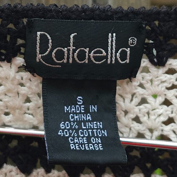 ATTRACTIVE Rafaella Woven Tank Top Women's Size Small Black White Tan - Picture 3 of 3